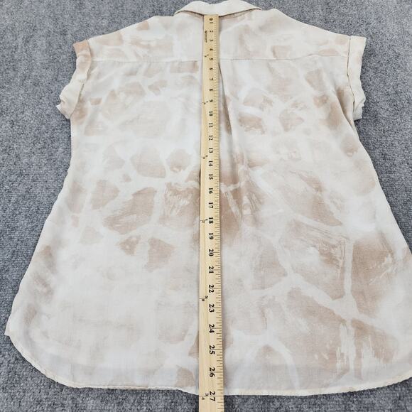 Cloth & Stone Anthropologie Top Women Small Beige Tan Safari Giraffe Button Up - Picture 7 of 15